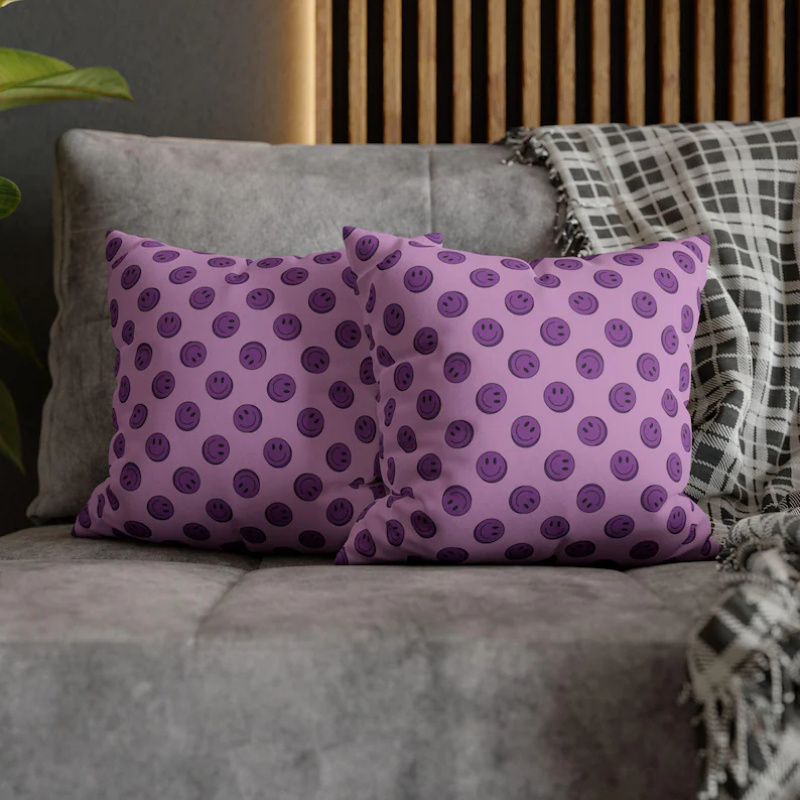 Home Decor Emoji - Чехол для подушки VIKAMA Purple Smile