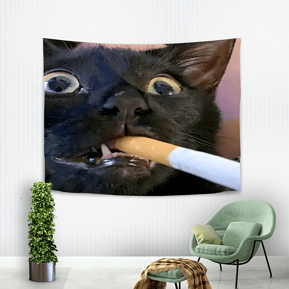 Home Decor Emoji - VIKAMA Забавный гобелен с курящим черным