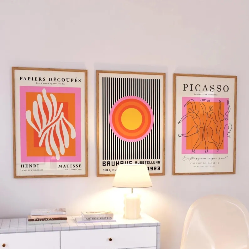 Home Decor Foto - 3 шт. Современные оранжевые картины на
