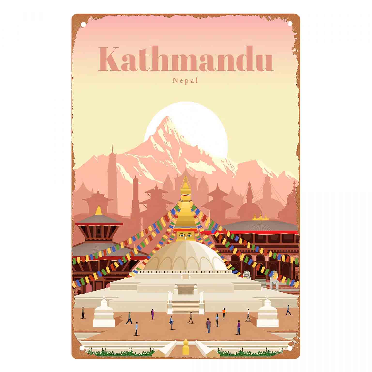 Home Decor Kathmandu - 2D плоский постер с изображением ступы