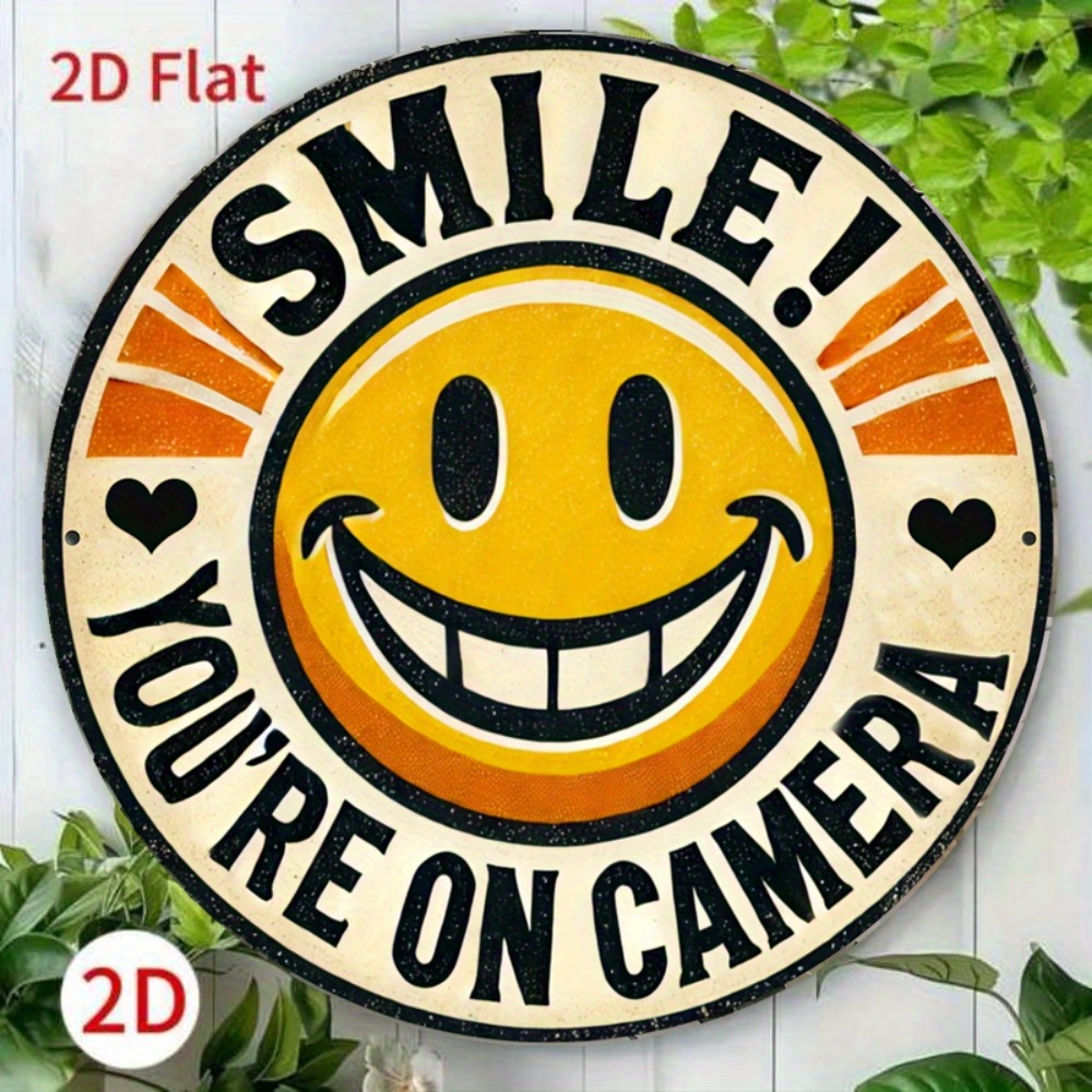 Home Decor Emoji - Деревянная 2D-табличка «Улыбайся, ты на камере»