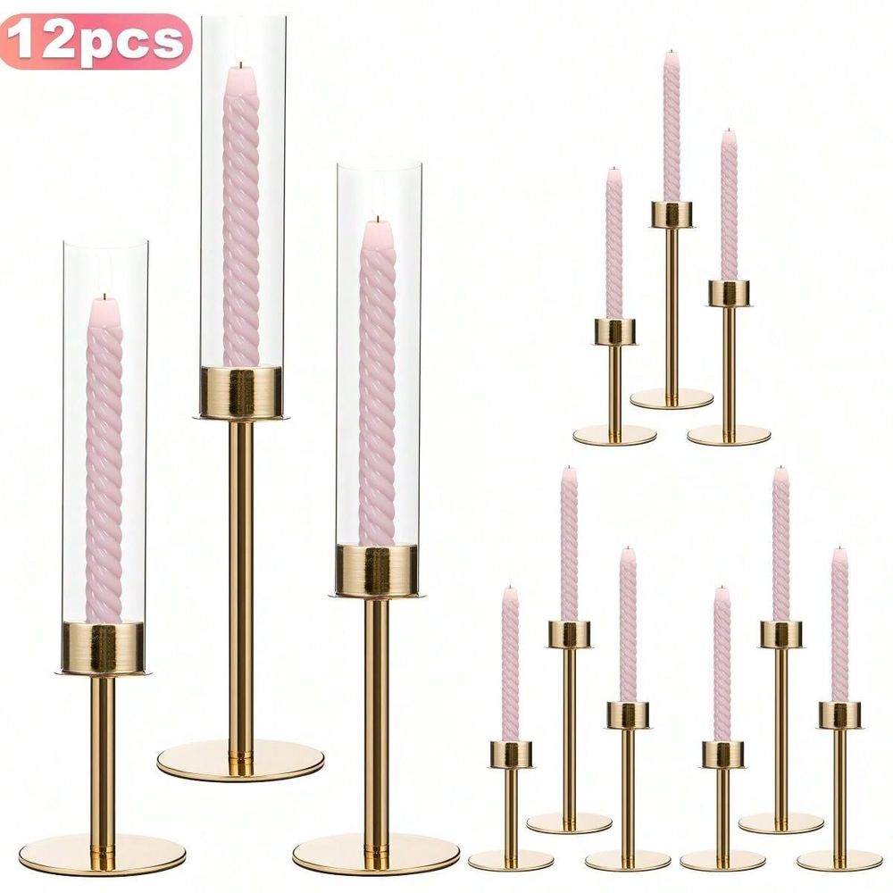 Home Decor Gold - 12 шт. золотых подсвечников для конических