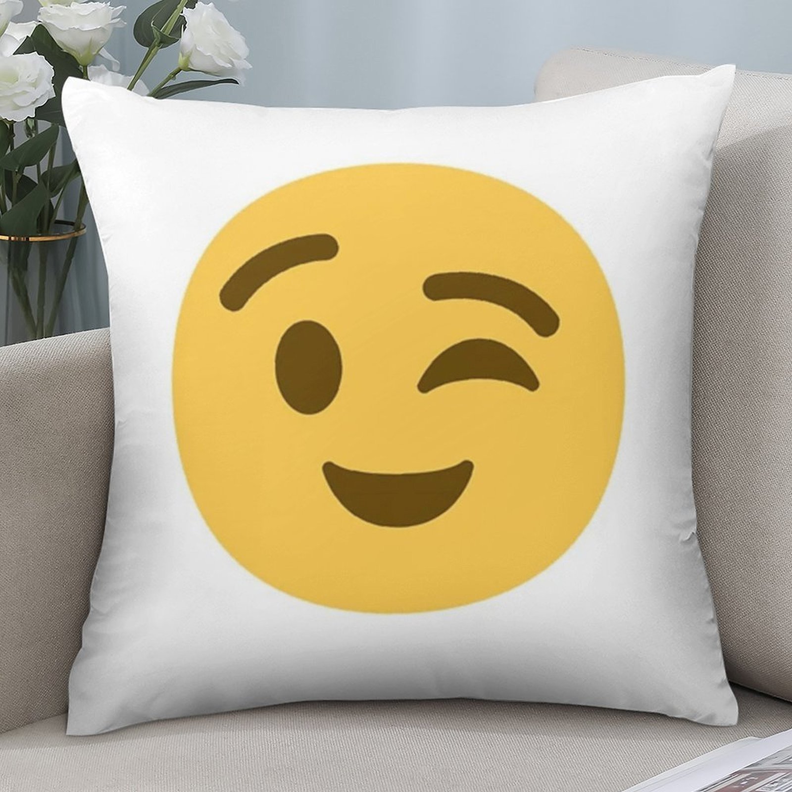 Home Decor Emoji - Милая наволочка с моргающим эмодзи, желтая