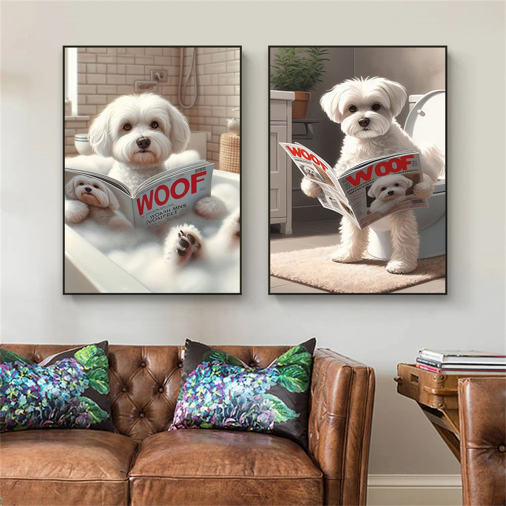 Home Decor Magazine - Забавный постер с мальтезе в туалете,