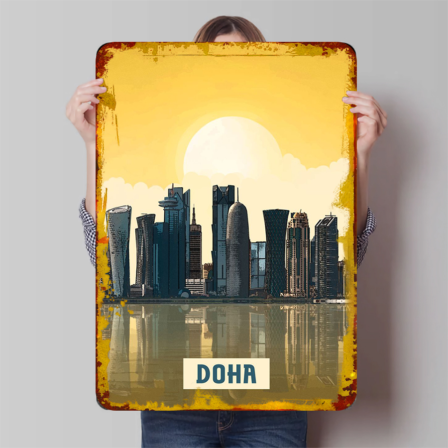 Home Decor Qatar - Doha Skyline металлическое настенное искусство Катар