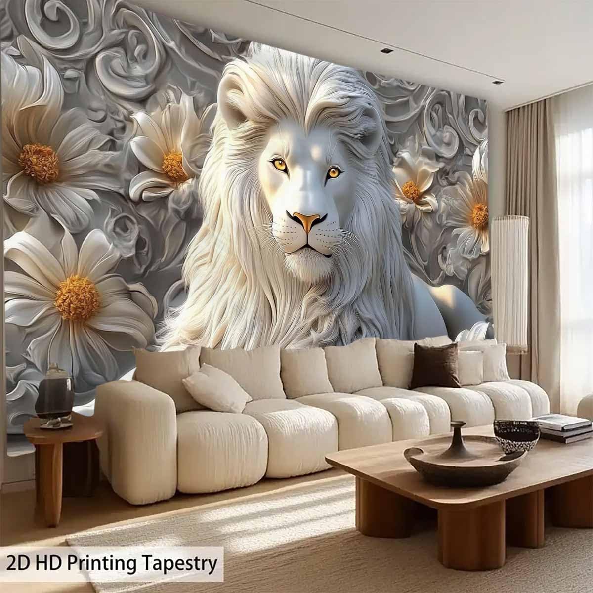 Прохладный Белый Лев Гобелен Э – обзор и цена Home Decor Hippie