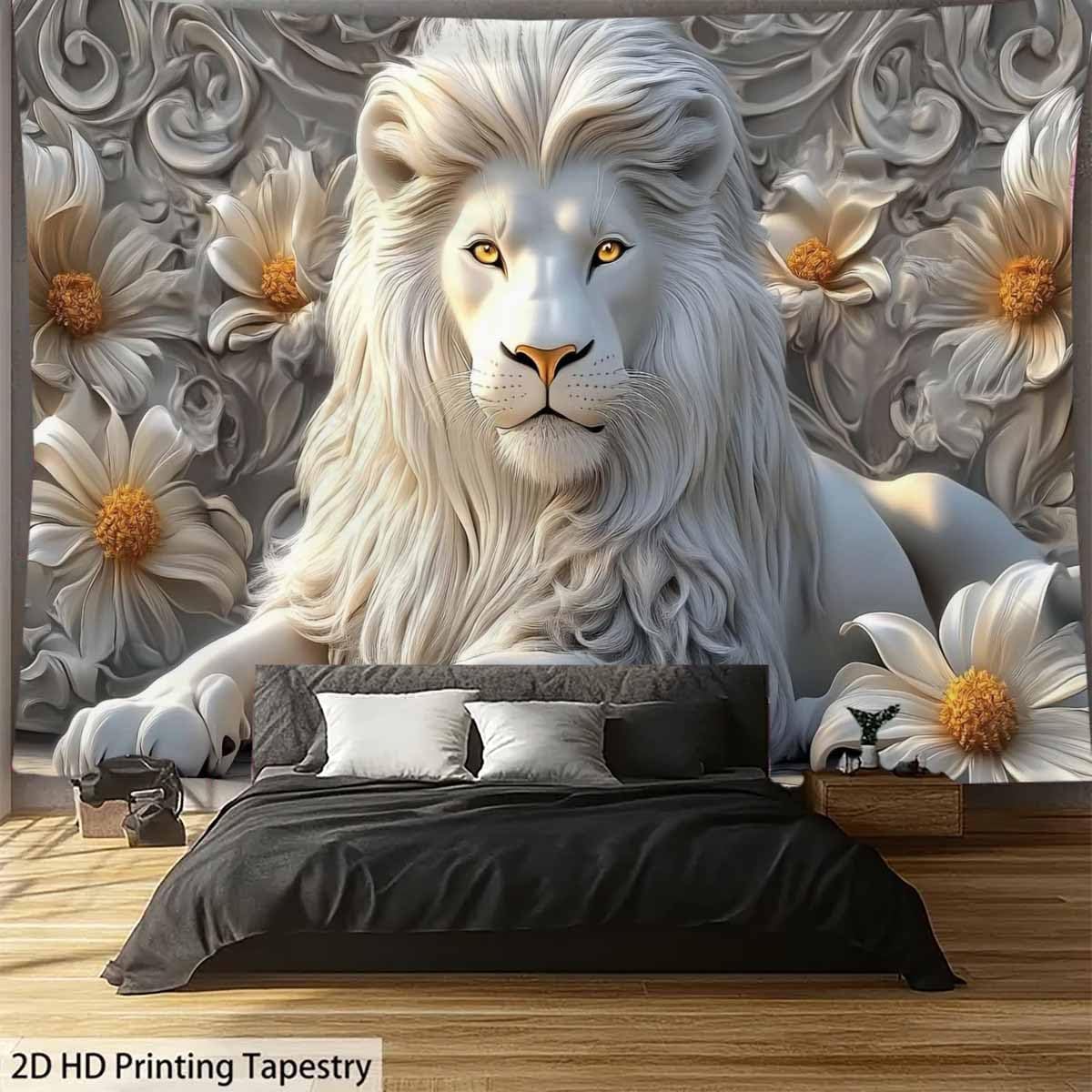 Прохладный Белый Лев Гобелен Э – обзор и цена Home Decor Hippie
